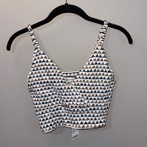 White scrunch criss cross style crop top